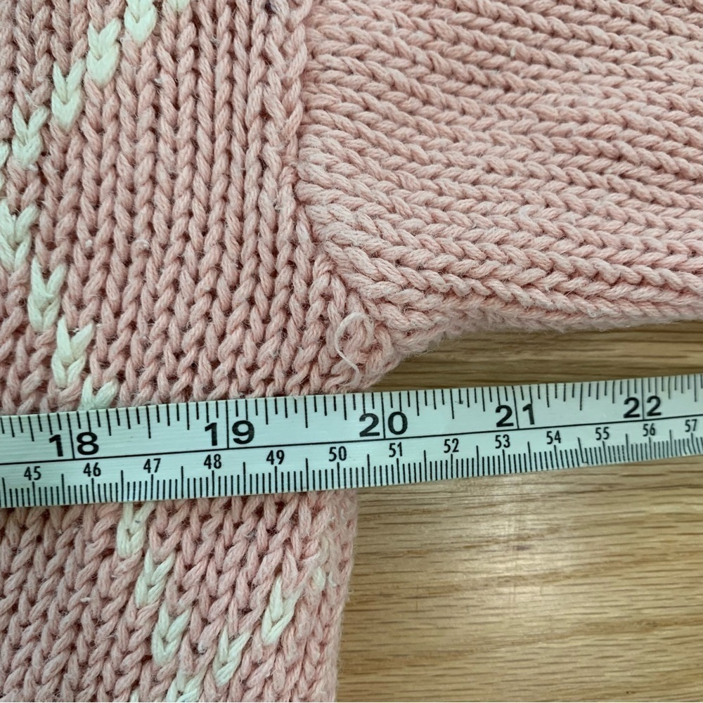 Women’s Vintage Lee David‎ Rose Floral Knit Cotton Grandma Sweater Blush Pink L - Picture 10 of 11